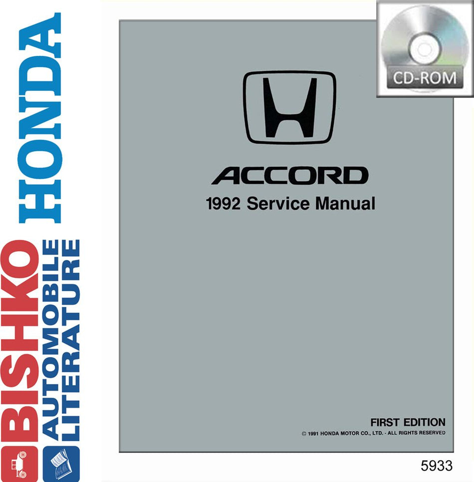 bishko automotive literature - Shop Service Repair Manual CD Engine Drivetrain Wiring for The 1992 Honda Accord