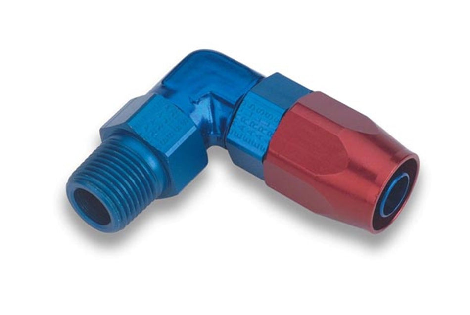 Earl's Performance 829066ERLP Swivel-Seal Hose End Clamshell Packaging Male Pipe Threads 90 deg. Thread Size 3/8 NPT Hose Size -06AN Swivel-Seal Hose End