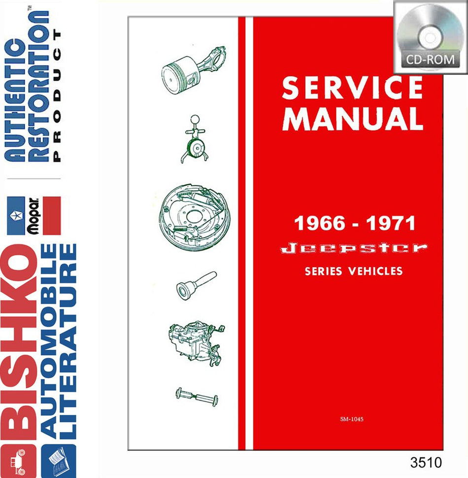 bishko automotive literature 1966 1969 1970 1971 Jeep Jeepster Shop Service Repair Manual CD Engine