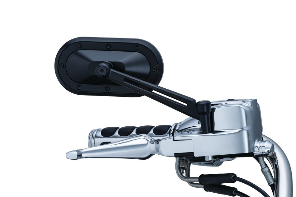 Kuryakyn 1737 Motorcycle Handlebar Accessory: Heavy Industry Rear View Side Mirrors, Satin Black, 1 Pair