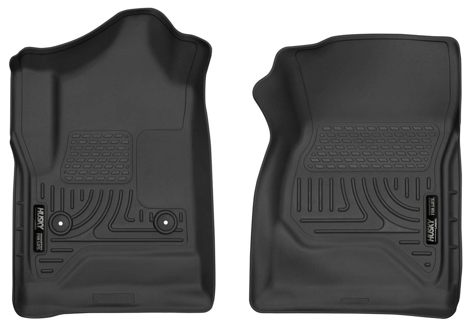 Husky Liners u2014 X-act Contour | Fits 2014 - 2018 Chevrolet Silverado/GMC Sierra 1500, 2015 - 2019 Chevrolet Silverado/GMC Sierra 2500/3500 HD Standard Cab, Front Row - Black, 2 pcs. | 52741