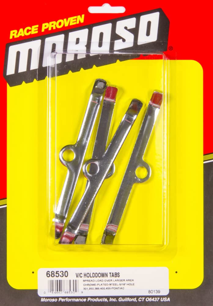 Moroso 68530 Chrome Valve Cover Hold-Down Tabs - Set of 4