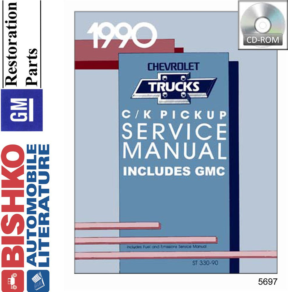 bishko automotive literature 1990 Chevrolet GMC 10-35 Pickup Truck Service Repair Manual CD Engine Wiring