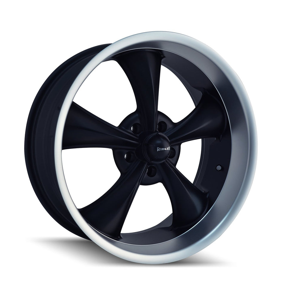 695 17x8, Bolt Pattern: 5x4.5/, Offset: 0, MATTE BLACK/MACHINED LIP, set of 1