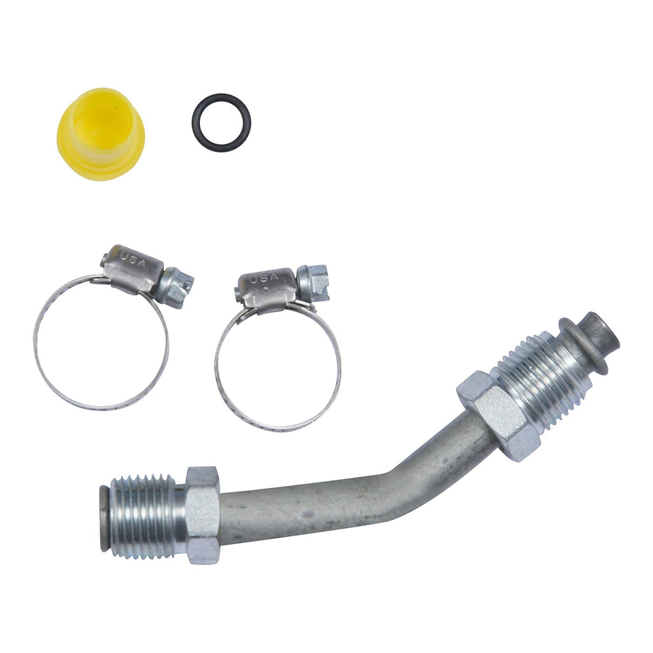 Edelmann 39855 Power Steering Line End Fitting; 3/8 M. Inv. Flare x 3/8 Male O-Ring - 45 degree