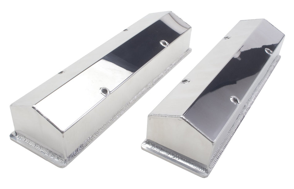 HAMBURGER'S PERFORMANCE - POLISHED ALUMINUM FAB. VALVE COVERS; CHEVY SB (1958-86)- NO HOLES/BAFFLES (1097)