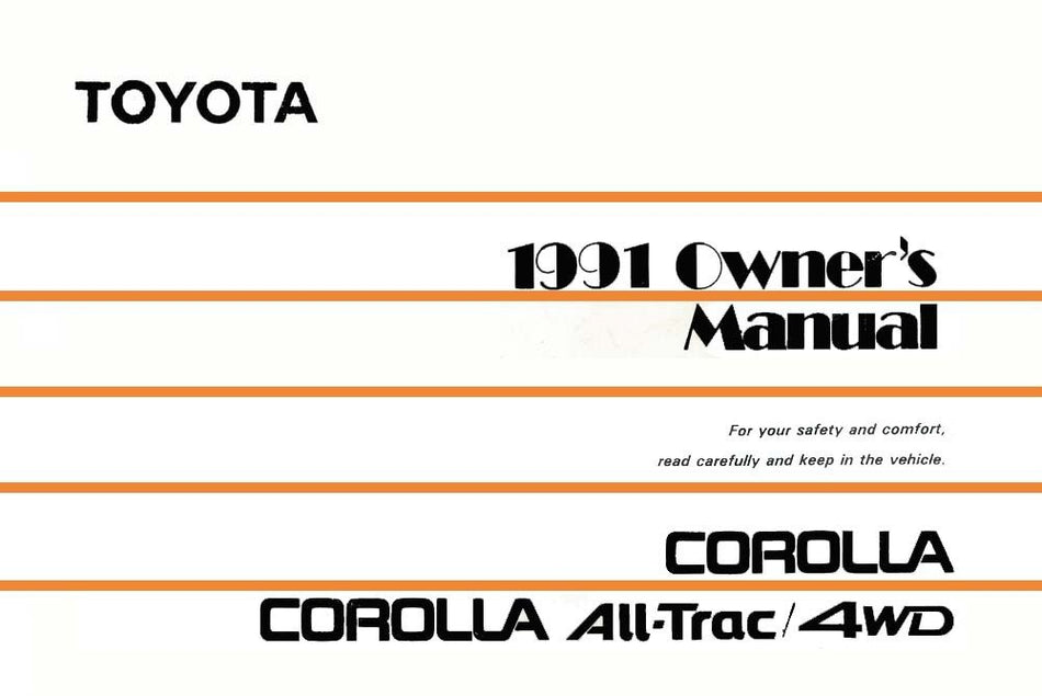 bishko automotive literature Owners Manual User Guide for The 1991 Toyota Corolla All-Trac / 4WD
