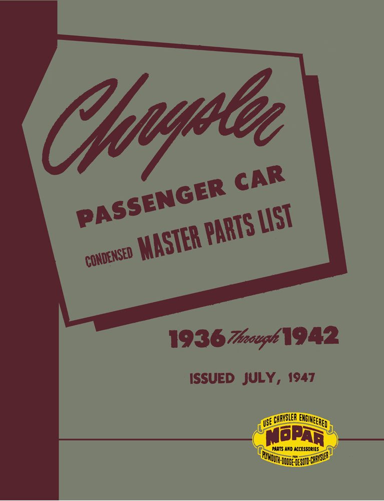 bishko automotive literature 1936 1939 1940 1941 1942 Chrysler Part Numbers Book List Interchange Drawings