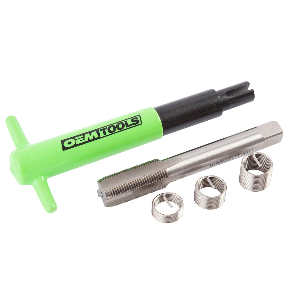 OEMTOOLS 25643 Fix-A-Thread Spark Plug Thread Repair Kit, Metric, Comprehensive Solution for Automotive Spark Plug Reconditioning, Durable 18-8 Stainless Steel, For Use With Alloys, Steel, Plastics