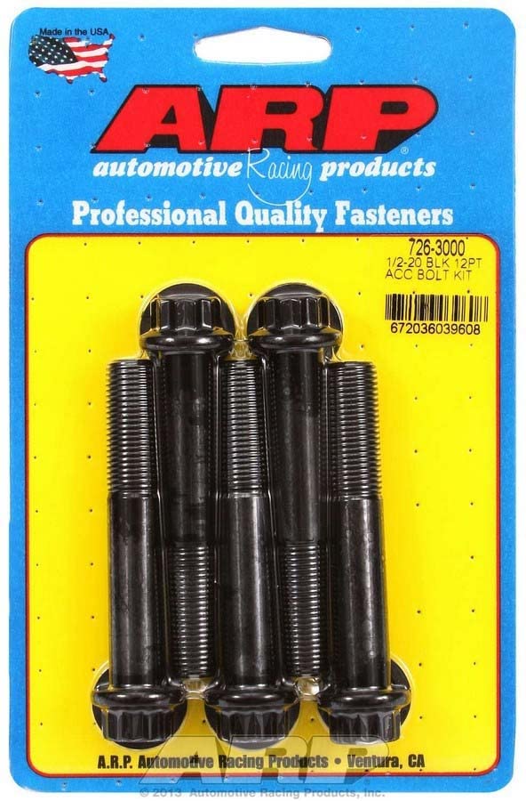 Automotive Racing Products 726-3000 1/2-20 X3.000 12pt Blk Oxide Bolts