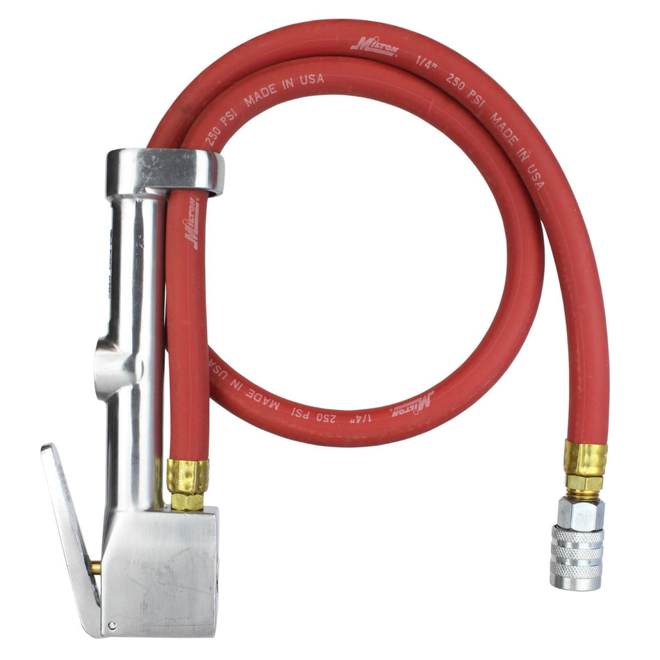 Milton 502 Heavy-Duty Analog Tire Inflator with Pressure Gauge, 3' Hose Kwik Grip Safety Inflator Gage, Made in USA (OSHA Compliant) 10-160 PSI