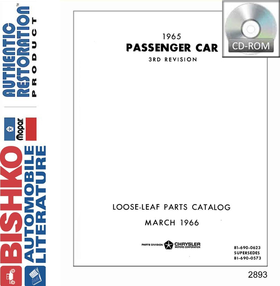 bishko automotive literature 1965 Mopar Chrysler Dodge DeSoto Plymouth Parts Numbers Book List CD Interchange