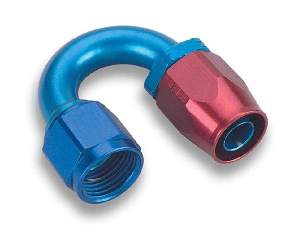 Earl's Performance 318010ERLP Auto-Fit 180 Deg. AN Hose End Fitting Size: -10AN Female Hose End Size: -10AN Single Nipple Non-Adjustable Anodized Red/Blue Aluminum Clamshell Packaging Auto-Fit 180 Deg. AN Hose End