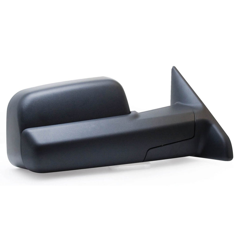 Fit System Passenger Side Towing Mirror for Dodge Ram Pick-Up 1500, 2500, 3500, RAM Pick-Up 1500, 2500, 3500, Towing, flip-Out-Head, Text. blk, Dual Lens, fold, Manual