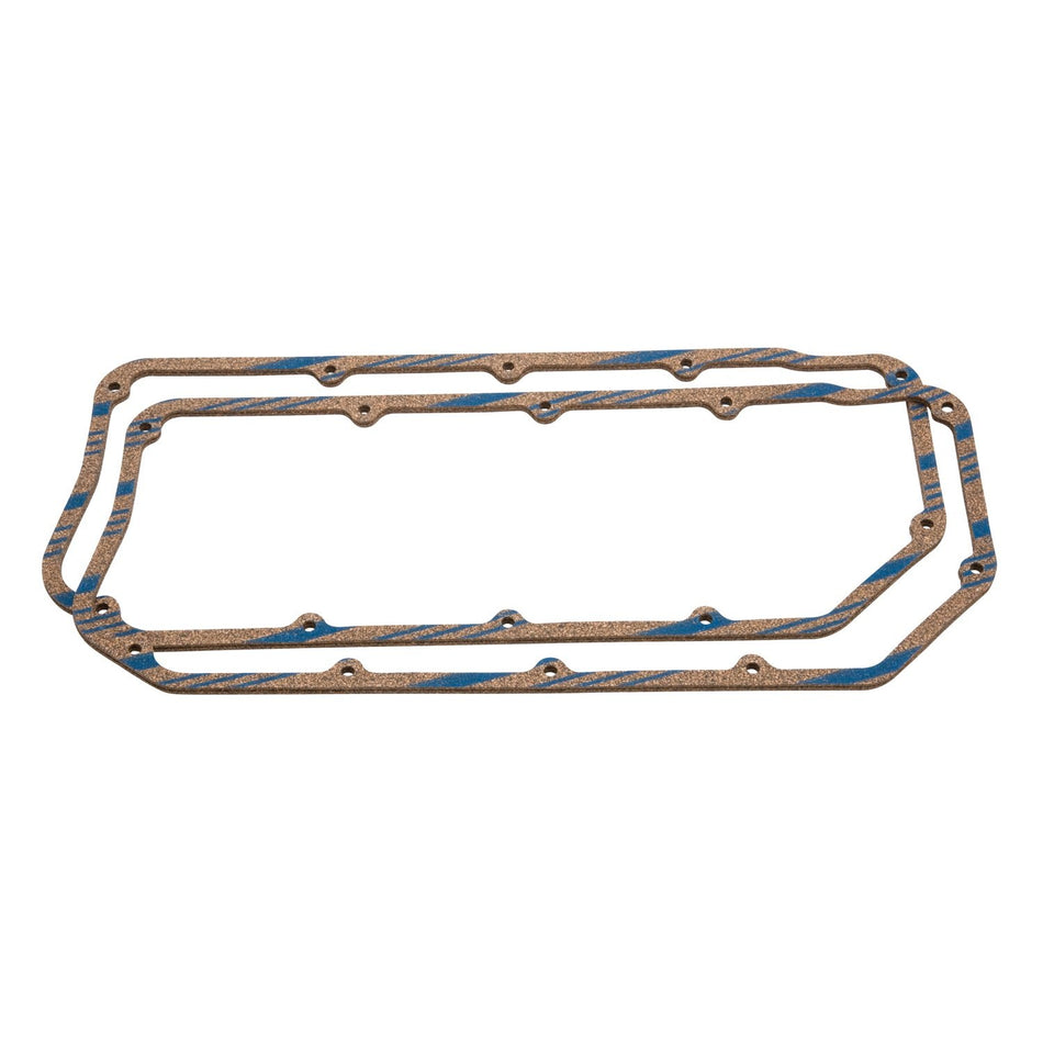 Edelbrock 7589 Valve Cover Gasket Set 2 in. x 1.84 in. Port .060 Thickness Blue Stripe Cork/Rubber