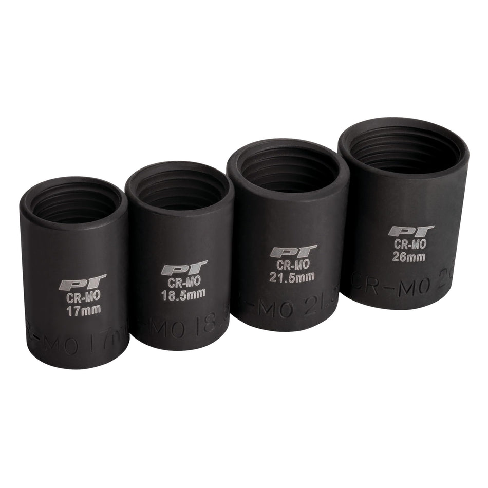 Performance Tool M990 Heavy Duty Impact Socket Set for Lug Nut Removal - Fits 17mm to 26mm, CrMo Steel, Oil Resistant Finish, 1/2-Inch Drive