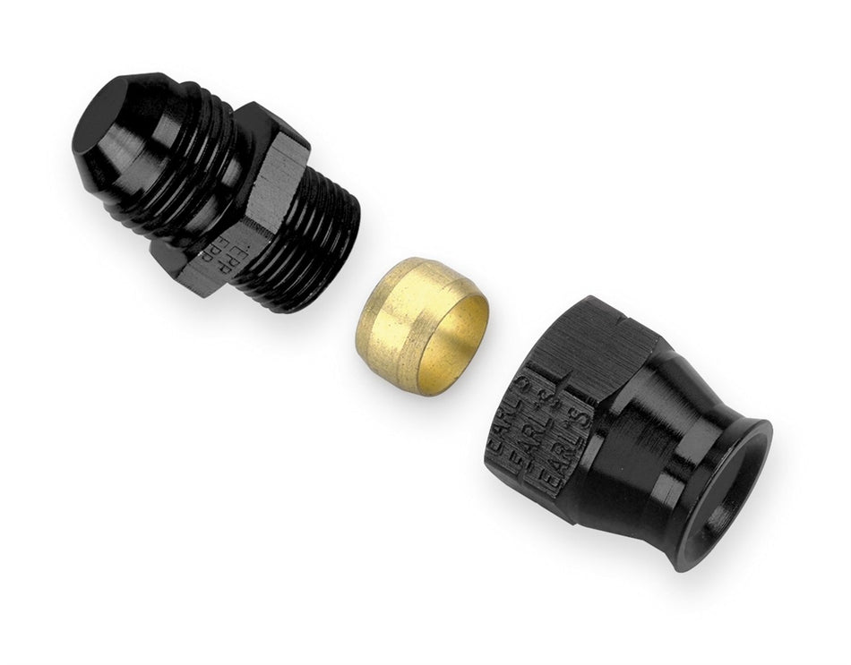 Earl's AT165006ERLP Brake Adapter (#6 Male to 3/8in Alum Tubing Adapter Black)