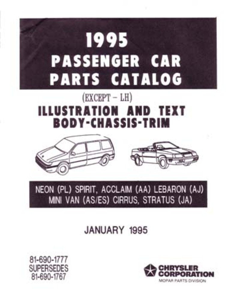 bishko automotive literature 1995 Mopar Chrysler Dodge Plymouth Parts Numbers Book List Catalog Interchange
