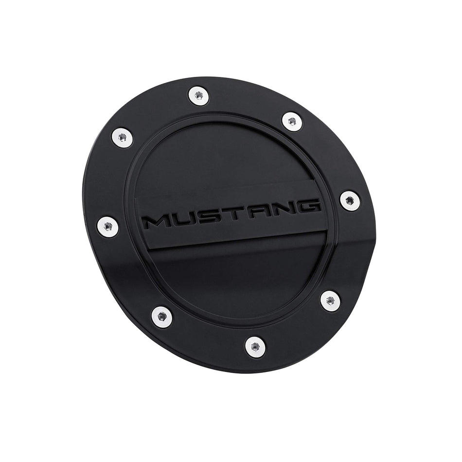Drake Muscle Cars FR3Z-6640526-MA Fuel Door Comp Series Black with Mustang Logo