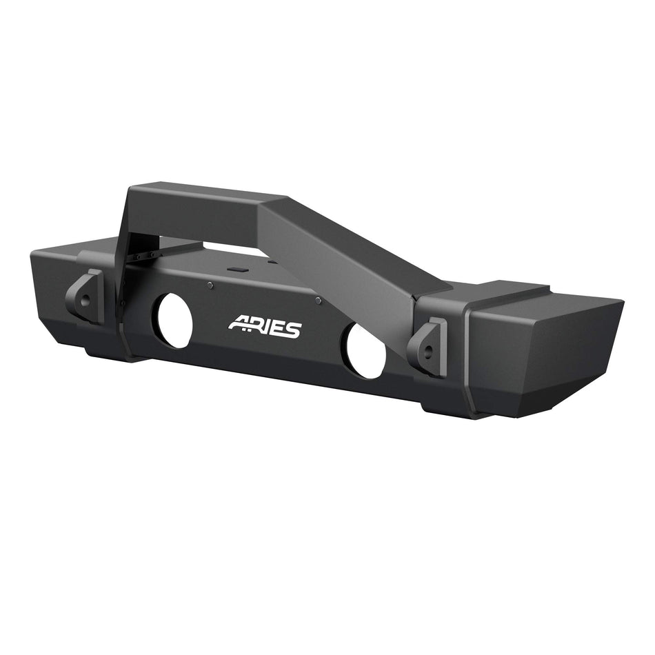 ARIES 2186002 TrailCrusher Black Steel Jeep Wrangler JL, Gladiator Front Bumper with Brush Guard, 12,500 lbs Winch and Shackle Ratings