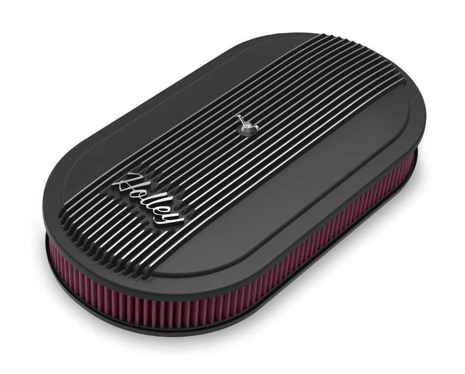 120-402 Holley Vintage Series Oval Air Cleaner - Satin Black Machined