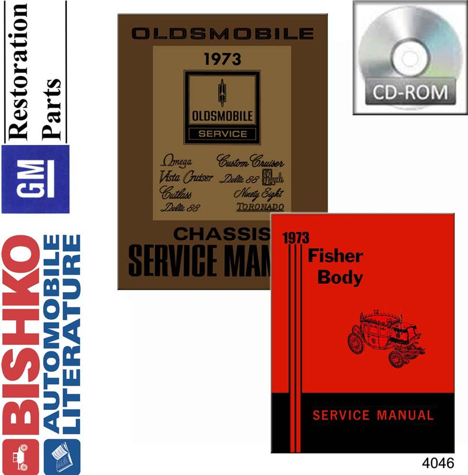 bishko automotive literature 1973 Oldsmobile Cutlass Toronado Shop & Body Service Repair Manual CD Engine