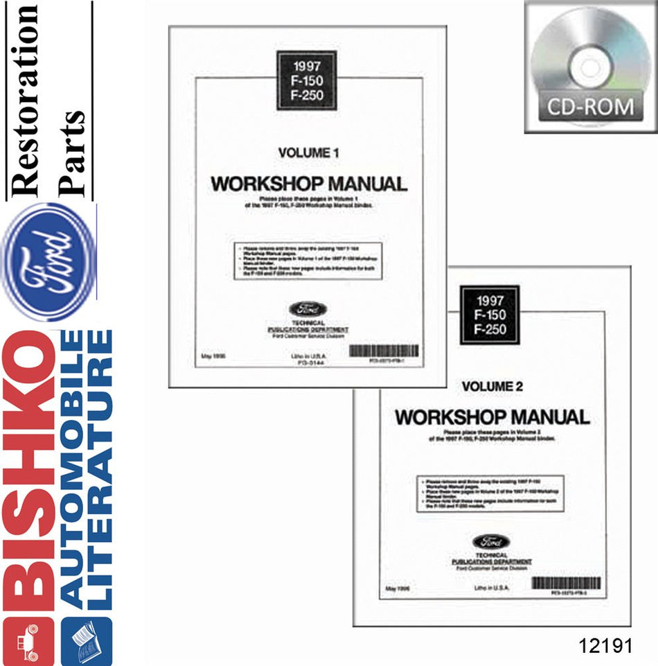 bishko automotive literature - Shop Service Repair Manual CD Engine OEM for The 1997 Ford F150-F250 (No Diesel) Truck