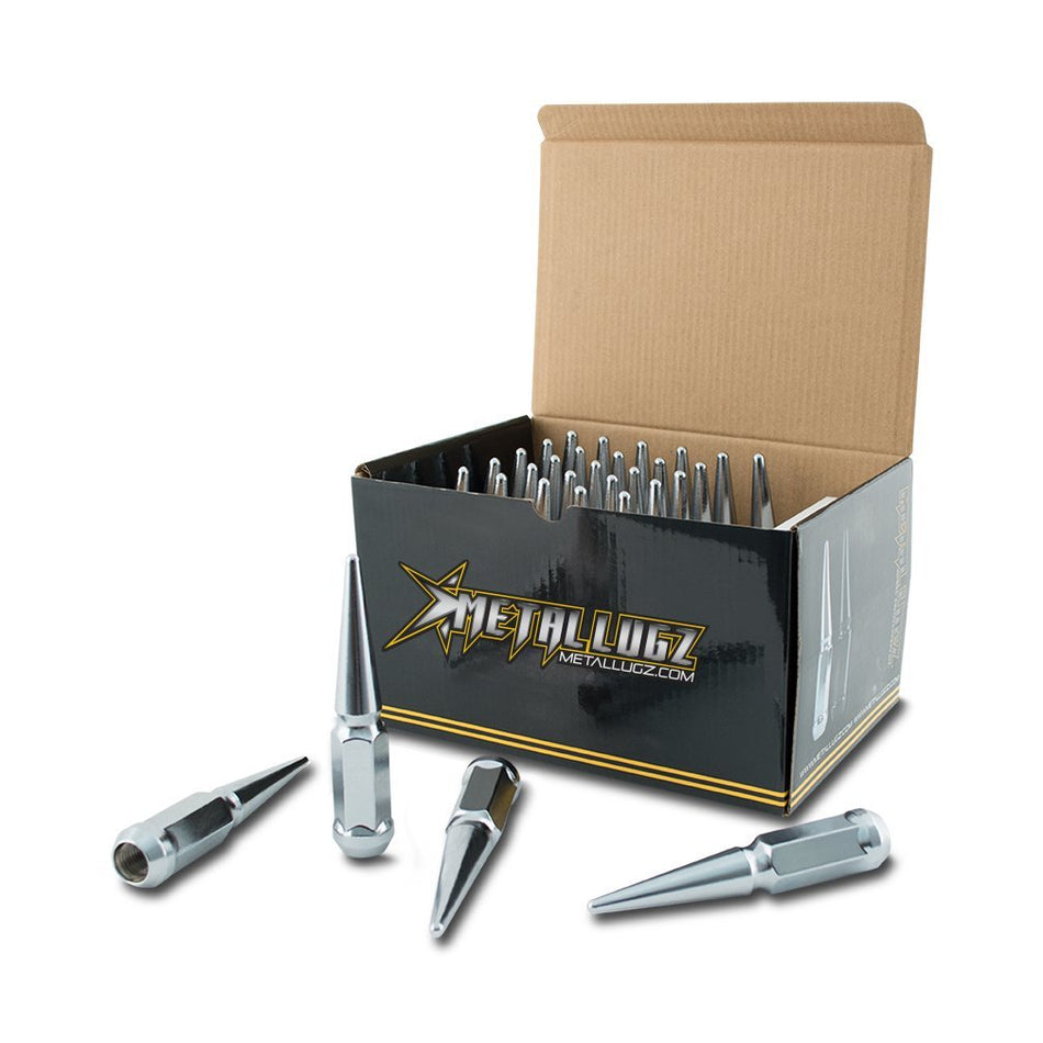 Metal Lugz Spiked Lugz Chrome 7/16 Thread 4.4 Overall Length kit Contains 20 Lugs & 1 Key