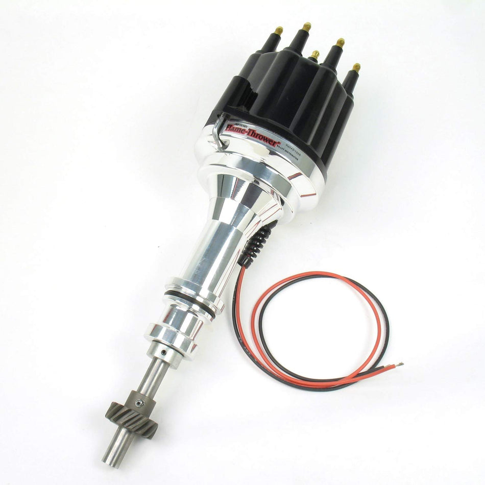 Pertronix D132810 Flame-Thrower Plug and Play Non Vacuum Advance Black M Cap Billet Electronic Distributor with Ignitor II Technology for Ford 351C