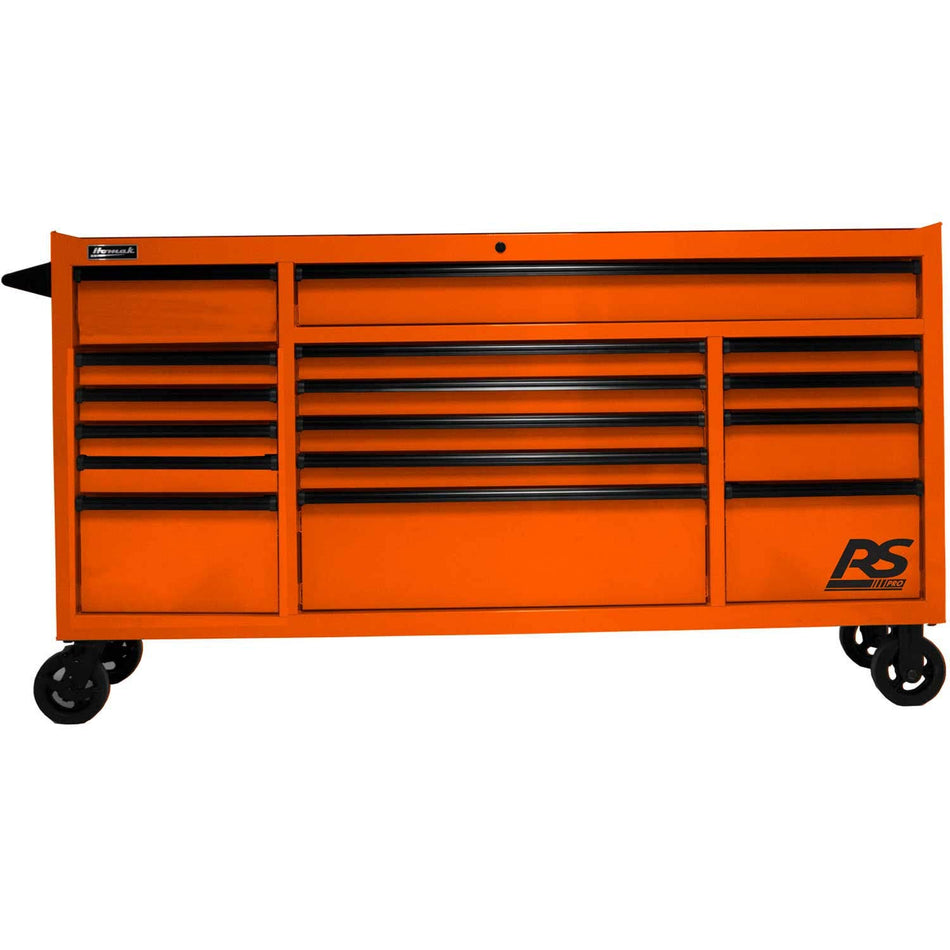 Homak OG04072160 RS Pro Series 16 Drawer Orange Roller Tool Cabinet, 72 W X 24 D X 40-3/8H