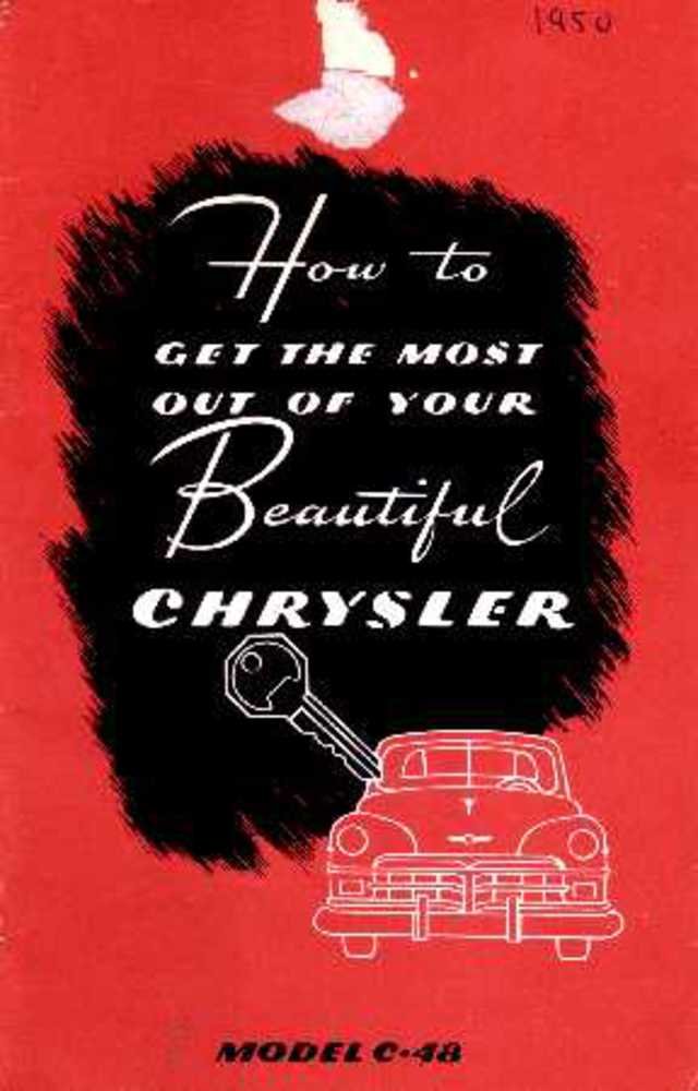 bishko automotive literature 1950 Chrysler Model C-48 Owners Manual User Guide Operator Book Fuses Fluids