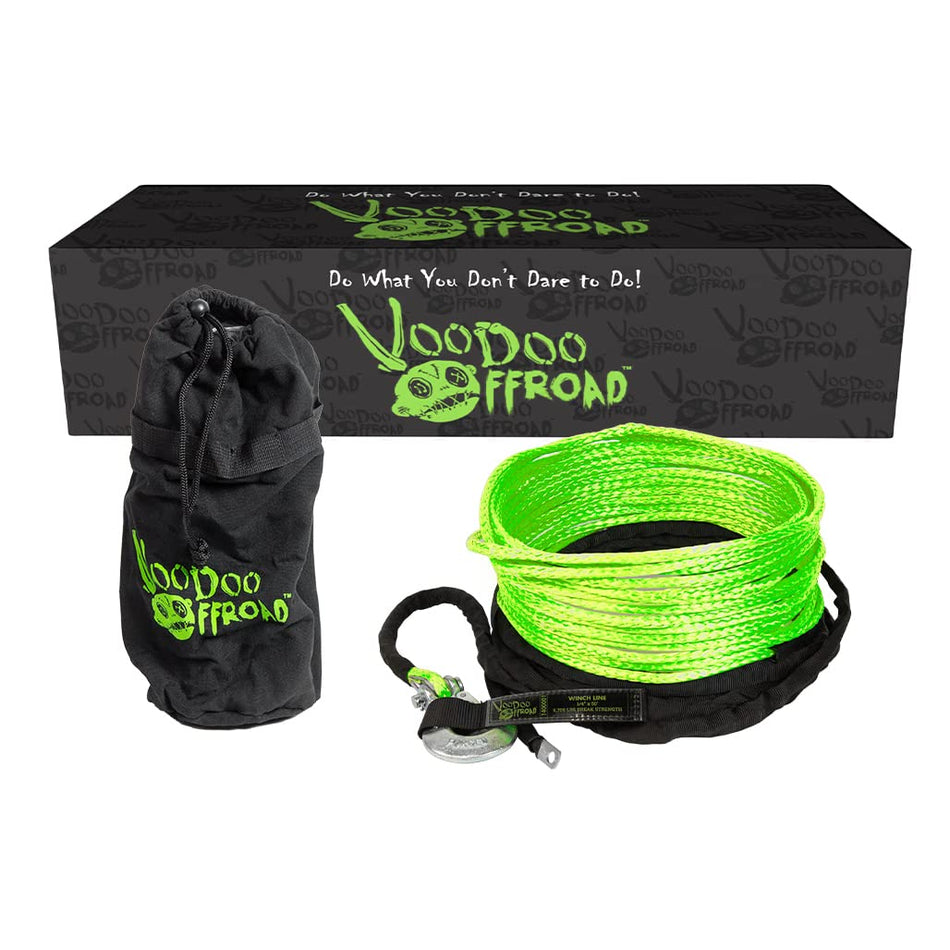 Voodoo Offroad 1400001A 2.0 Santeria Series 1/4 x 50 ft Winch Line for UTV - Green