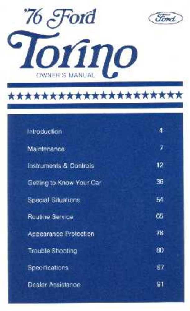 bishko automotive literature 1976 Ford Torino Owners Manual User Guide Reference Operator Book Fuses Fluids