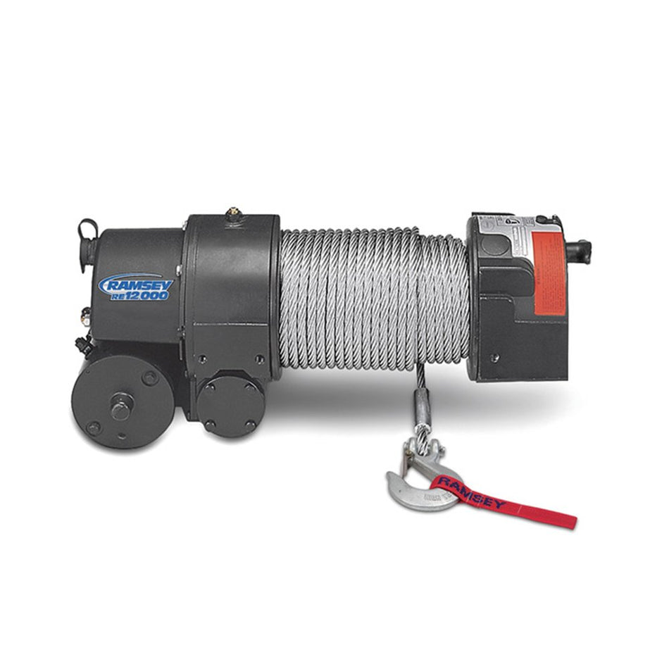 Ramsey 112169 Winch (RE-X, 12,000 pounds, Roller Fairlead, Pwr in/Out, Wide Drum, 3/8 x 125 Cable, 12 Remote)