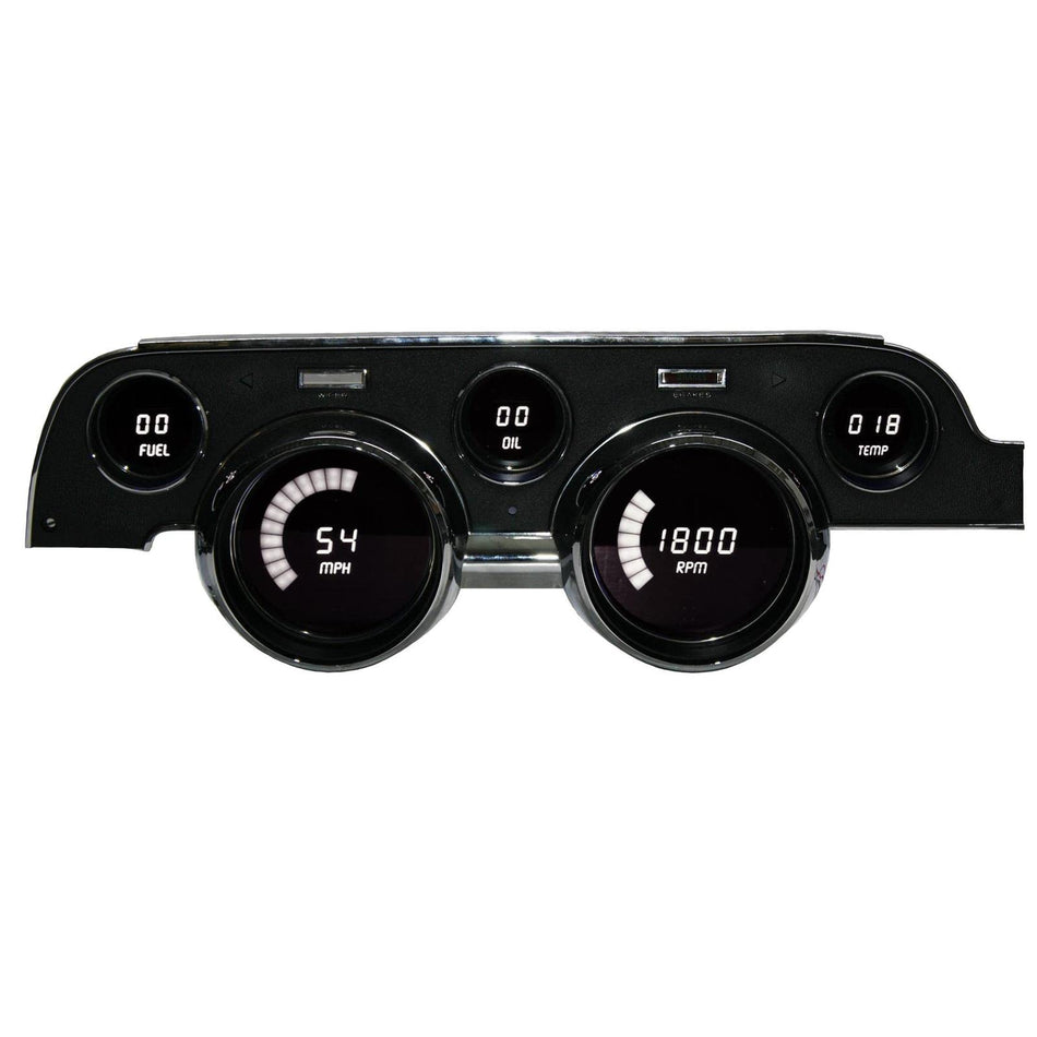 LED Digital Gauge Panel Compatible/Replacement for Mustang (67-68) | Replacement Gauge Cluster (White) DP7002W