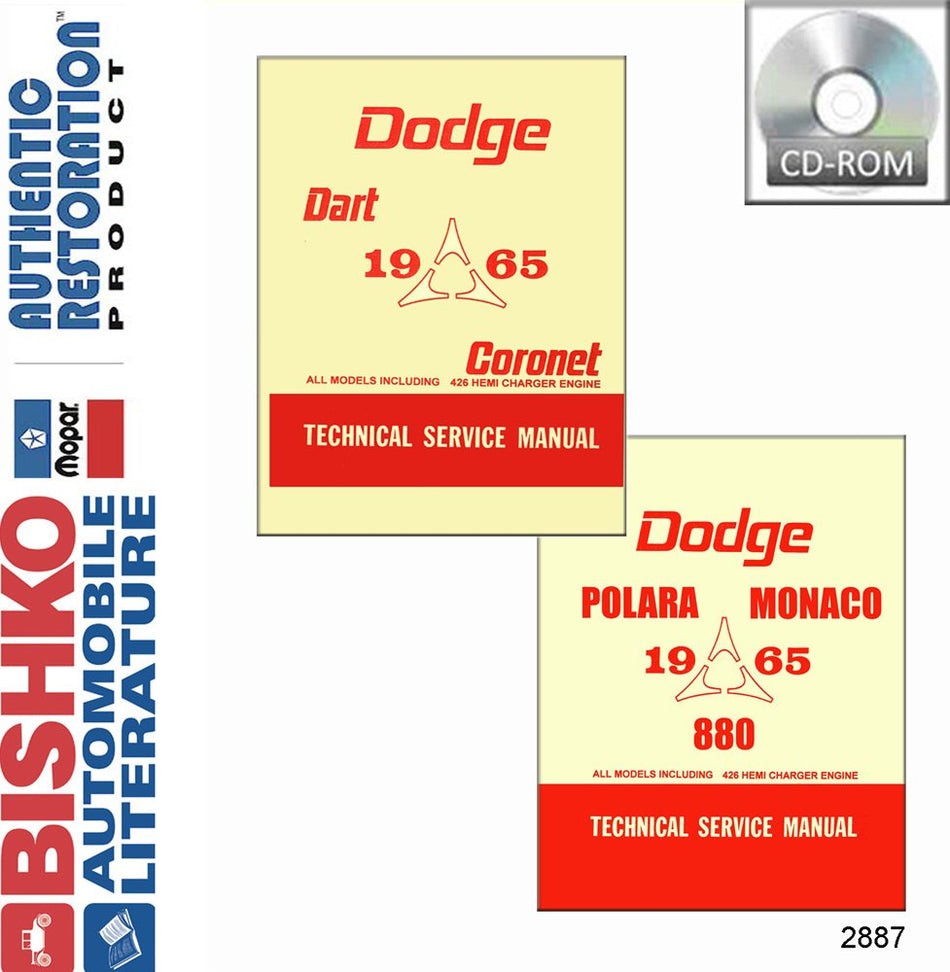 bishko automotive literature 1965 Dodge Dart Coronet Polara Etc Shop Service Repair Manual CD Engine Wiring
