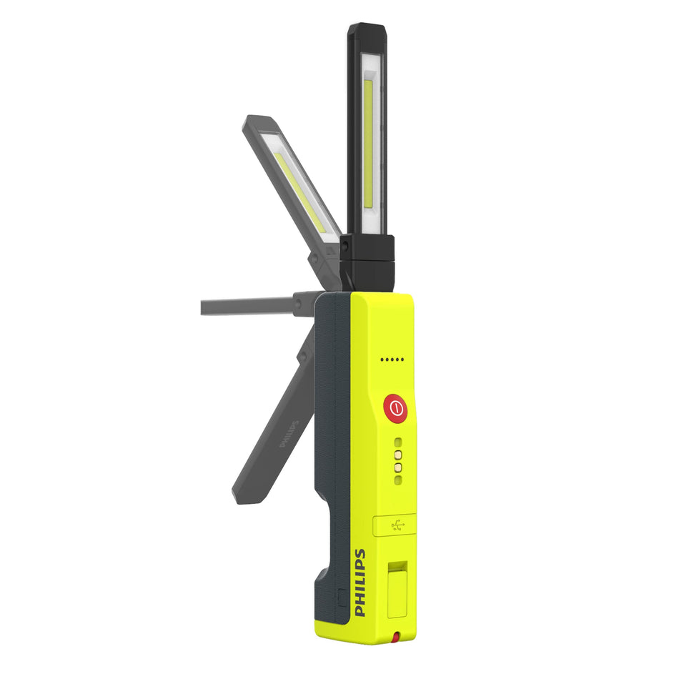 Philips Automotive Lighting Xperion 6000 Slim Rechargeable LED Work Light, 500 Lumen Professional Handheld Flashlight with Magnetic Base and Hanger Hook for Mechanics, Construction