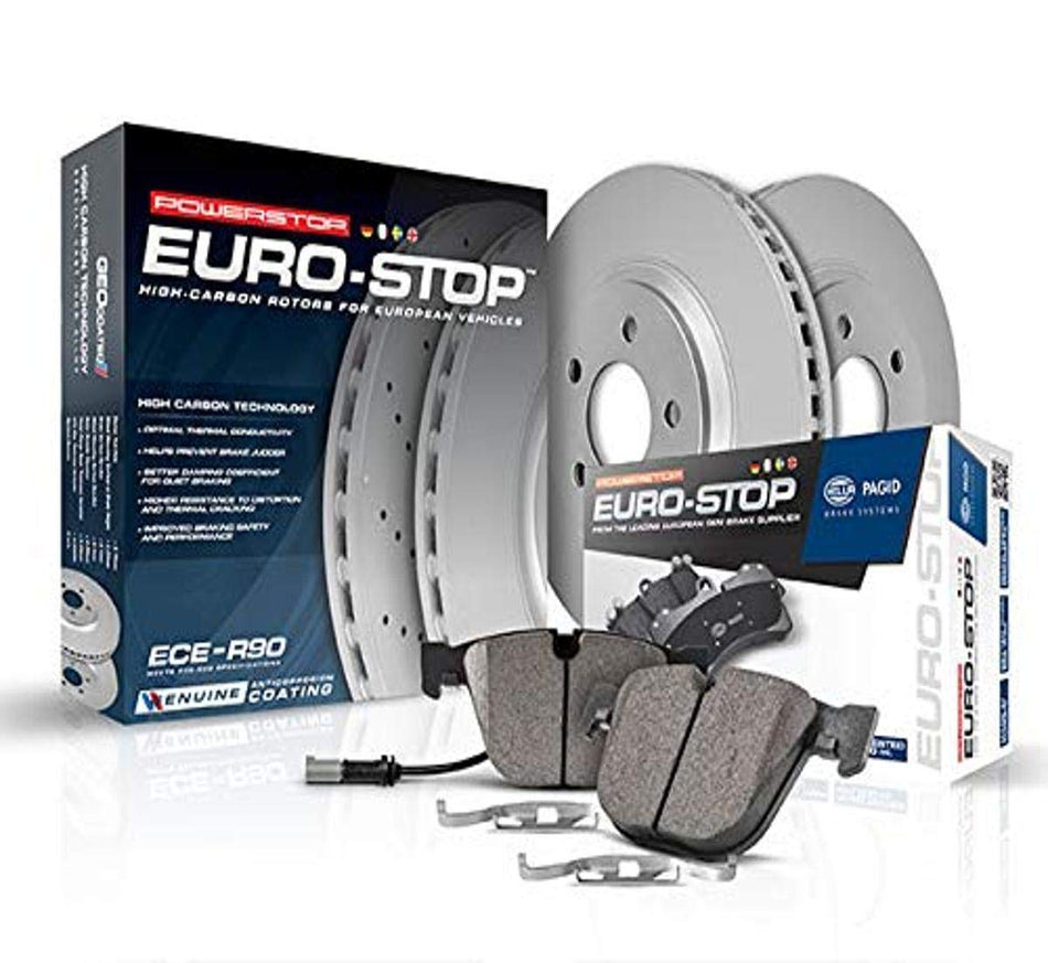 Power Stop ESK7008 Euro-Stop Brake Kit- Coated Brake Rotors & Ceramic Brake Pads