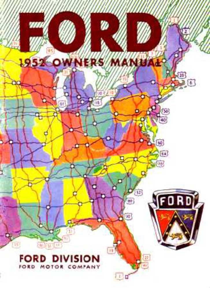 bishko automotive literature 1952 Ford Passenger Car Owners Manual User Guide Reference Operator Book Fuses