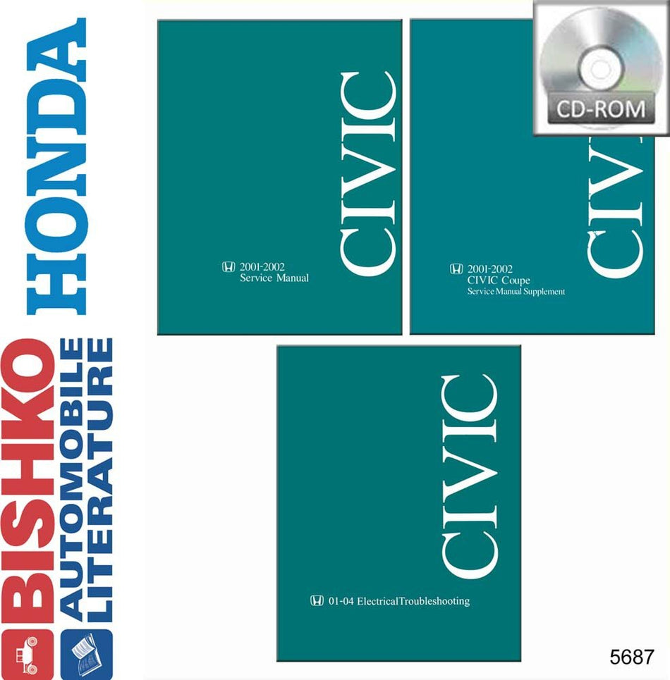 bishko automotive literature Shop Service Repair Manual CD Engine Drivetrain Wiring OEM for 2001 2002 Honda Civic