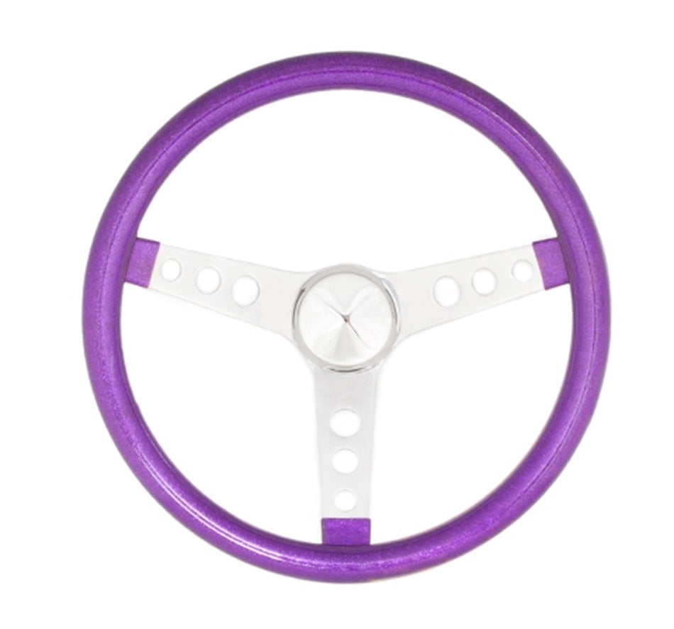 Grant 8463 Purple Metal Flake 15 inch Purple 3-Silver Spoke Design Steering Wheel