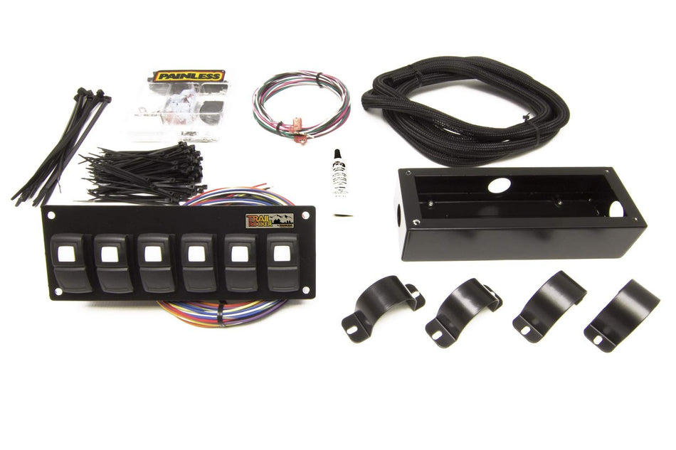Painless Performance 57105 Trail Rocker 6-Switch Panel, Roll Bar Mount, black