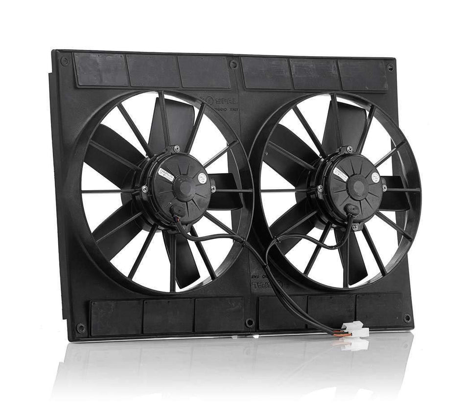 Be Cool 75007 High Torque Radiator Fan, 11 Dual Puller, Euro Black With Paddle Blades