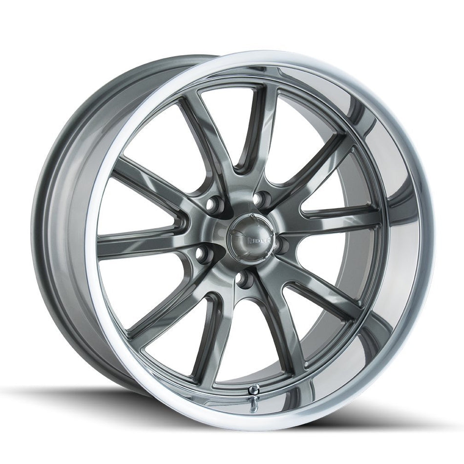 Ridler 650 Grey/Polished Lip Wheel with Painted Finish (20 x 10. inches /5 x 114 mm, 0 mm Offset)