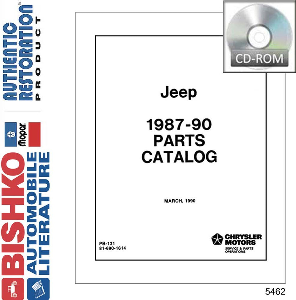 bishko automotive literature 1987 1988 1989 1990 Jeep Part Numbers Book CD List Guide Interchange Drawing