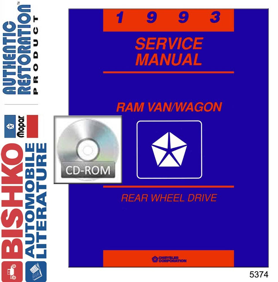 bishko automotive literature 1993 Dodge Ram Van Wagon Shop Service Repair Manual CD Engine Drivetrain Wiring