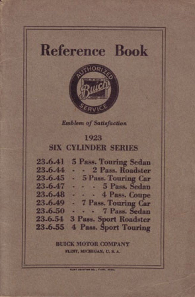 bishko automotive literature 1923 Buick 6 Cylinder Owners Manual User Guide Reference Operator Book Fuses