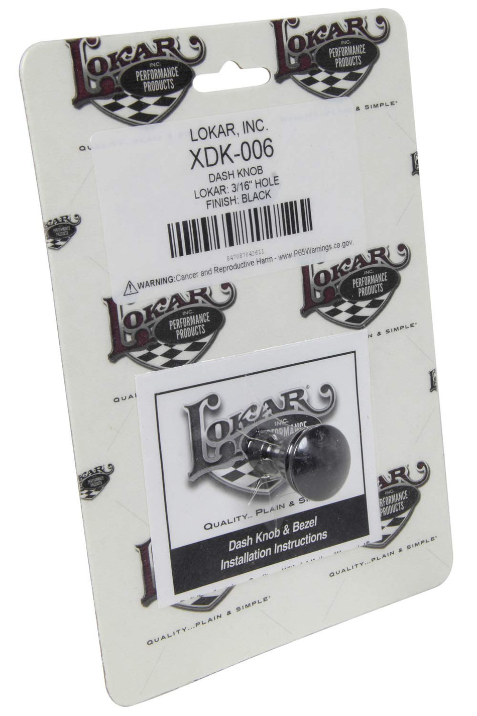 Lokar Performance Products XDK-006 Dash Knob - Lokar - 3/16 Hole - Black