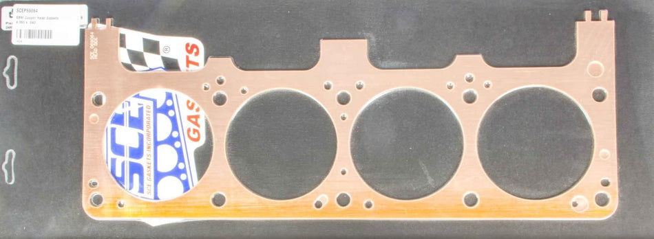 SCE Gaskets Cylinder Head Gasket, Pro Copper, 4.060 in Bore, 0.043 in Compression Thickness, Copper, Driver Side, Small Block Mopar, Each