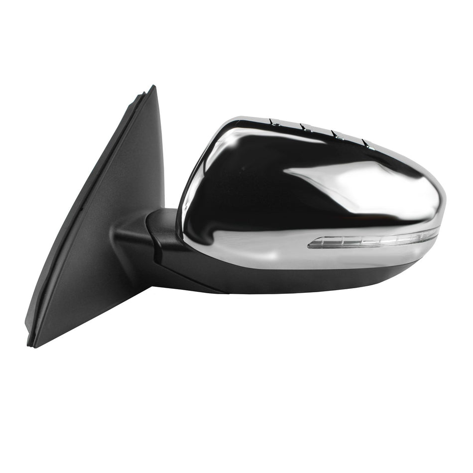 Fit System Driver Side Mirror for Kia Optima, US Built, Textured Black w/Chrome Cover, w/Turn Signal & Power Foldaway, Heated Power